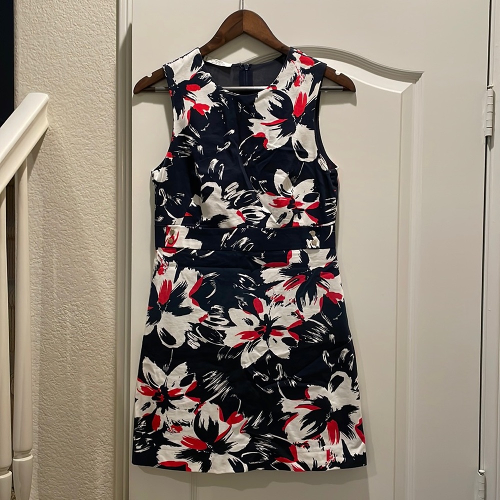 Mango Navy White and Red Shift Dress